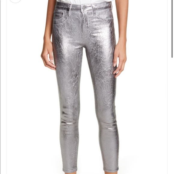 L'AGENCE Denim - L’AGENCE Margot Metallic Coated Crop Skinny Jeans Size 24